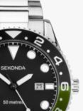 Sekonda Men's Ocean Bracelet Strap Watch, Silver/Black