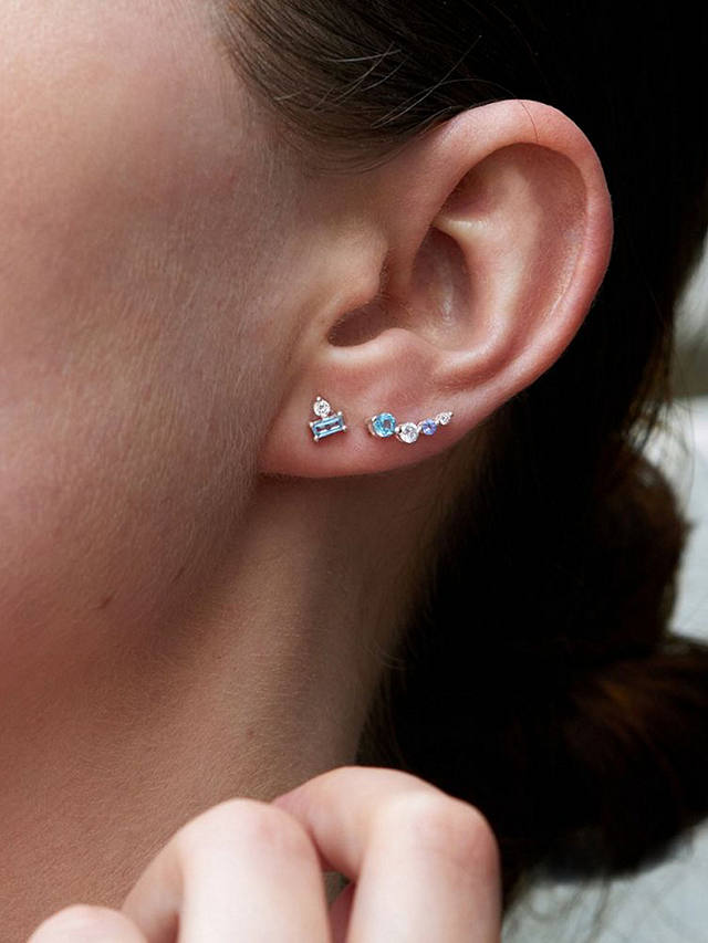 Dinny Hall Shuga Gemstone Baguette & Created Diamond Stud Earrings, Gold/Blue