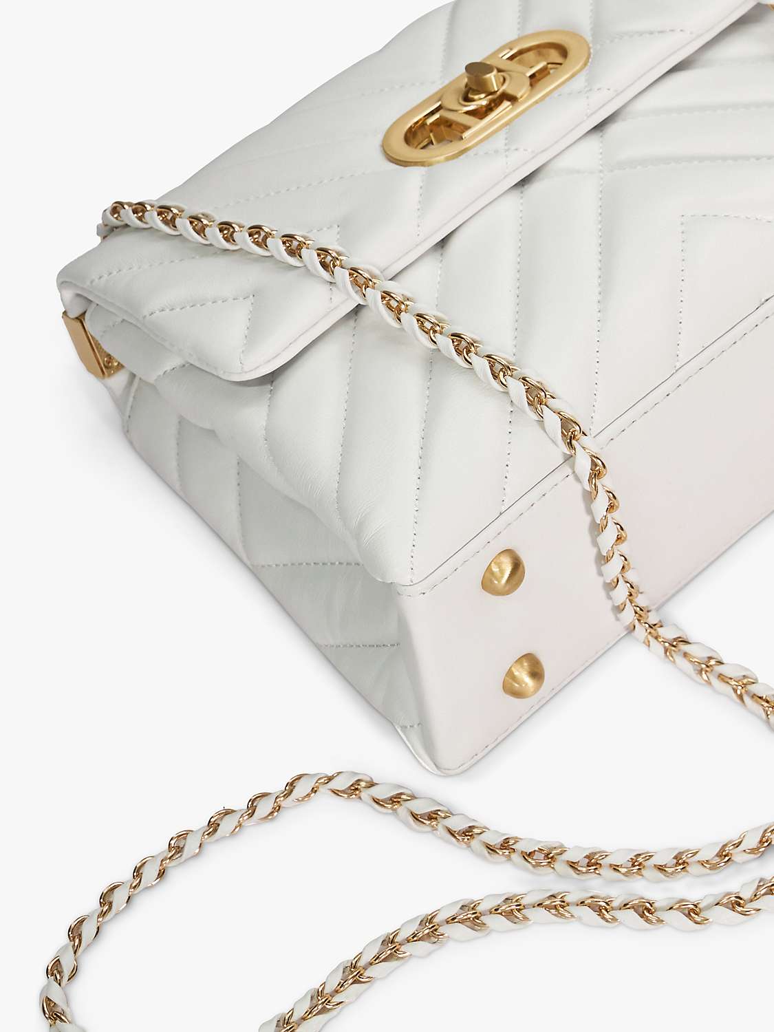 Buy Dune Regent Leather Quilted Shoulder Bag, White Online at johnlewis.com