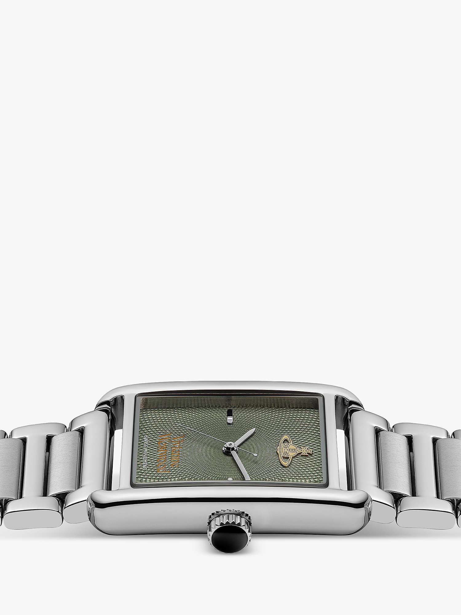 Buy Vivienne Westwood VV297GRSL Women's Shacklewell Rectangle Bracelet Strap Watch, Silver/Green Online at johnlewis.com