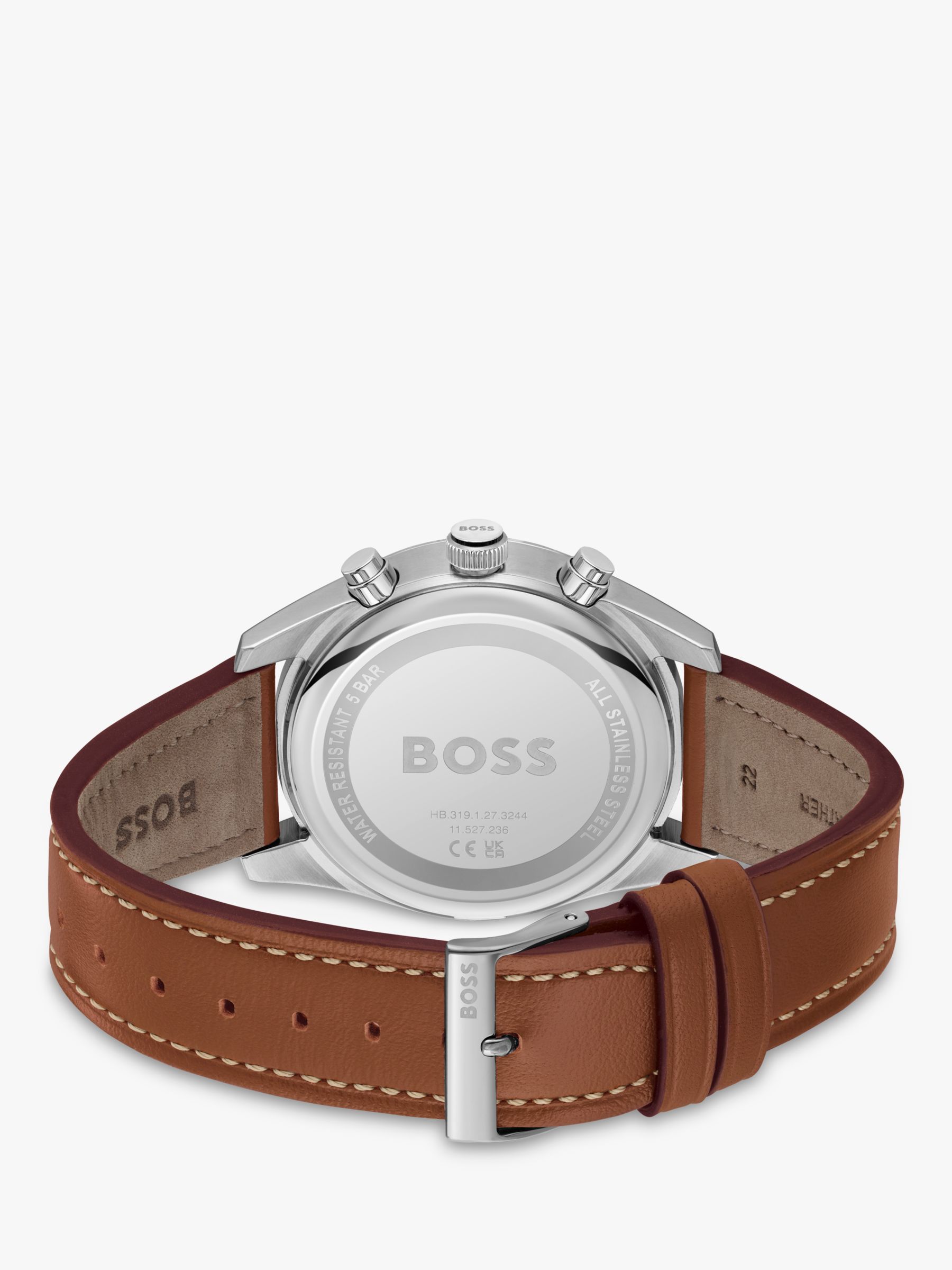 Buy BOSS 1514161 Men's Skytraveller Leather Strap Watch, Brown/Black Online at johnlewis.com