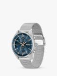BOSS 1514149 Men's Skytraveller Mesh Strap Watch, Silver/Blue