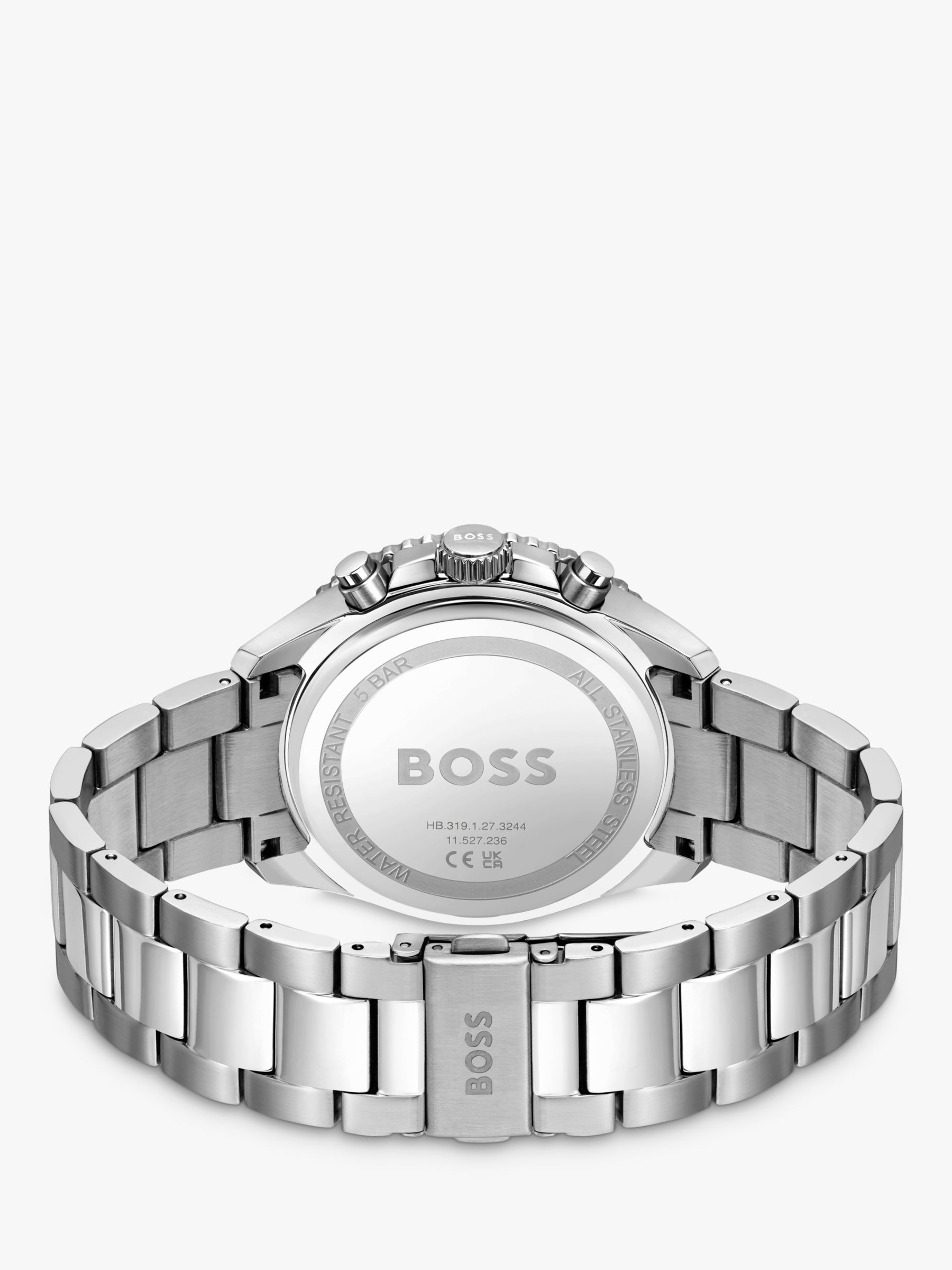 Buy BOSS 1514162 Men's Runner Chronograph Bracelet Strap Watch, Silver/Orange Online at johnlewis.com