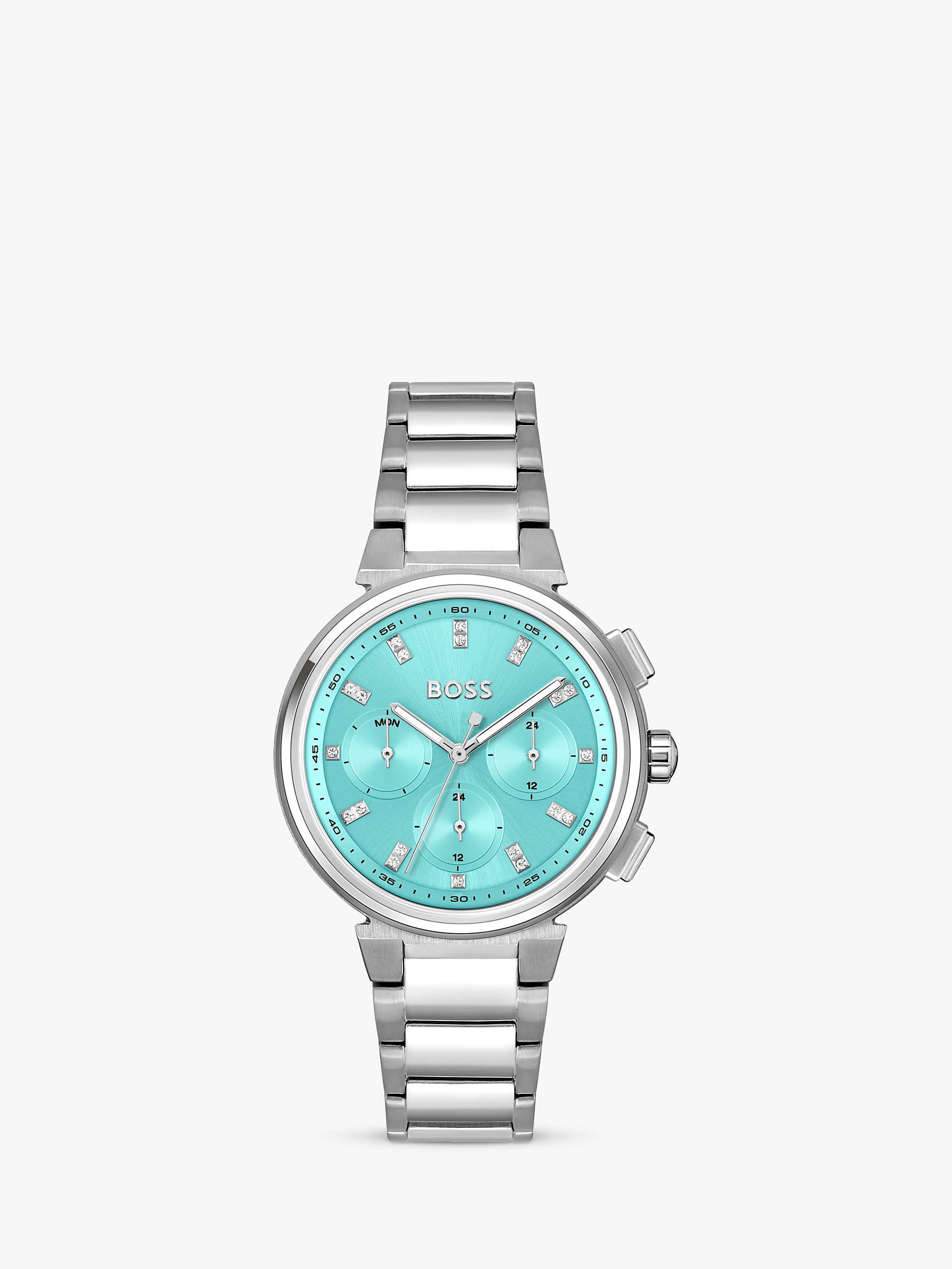 Buy BOSS 1502763 Women's One Chronohraph Day Bracelet Strap Watch, Silver/Blue Online at johnlewis.com
