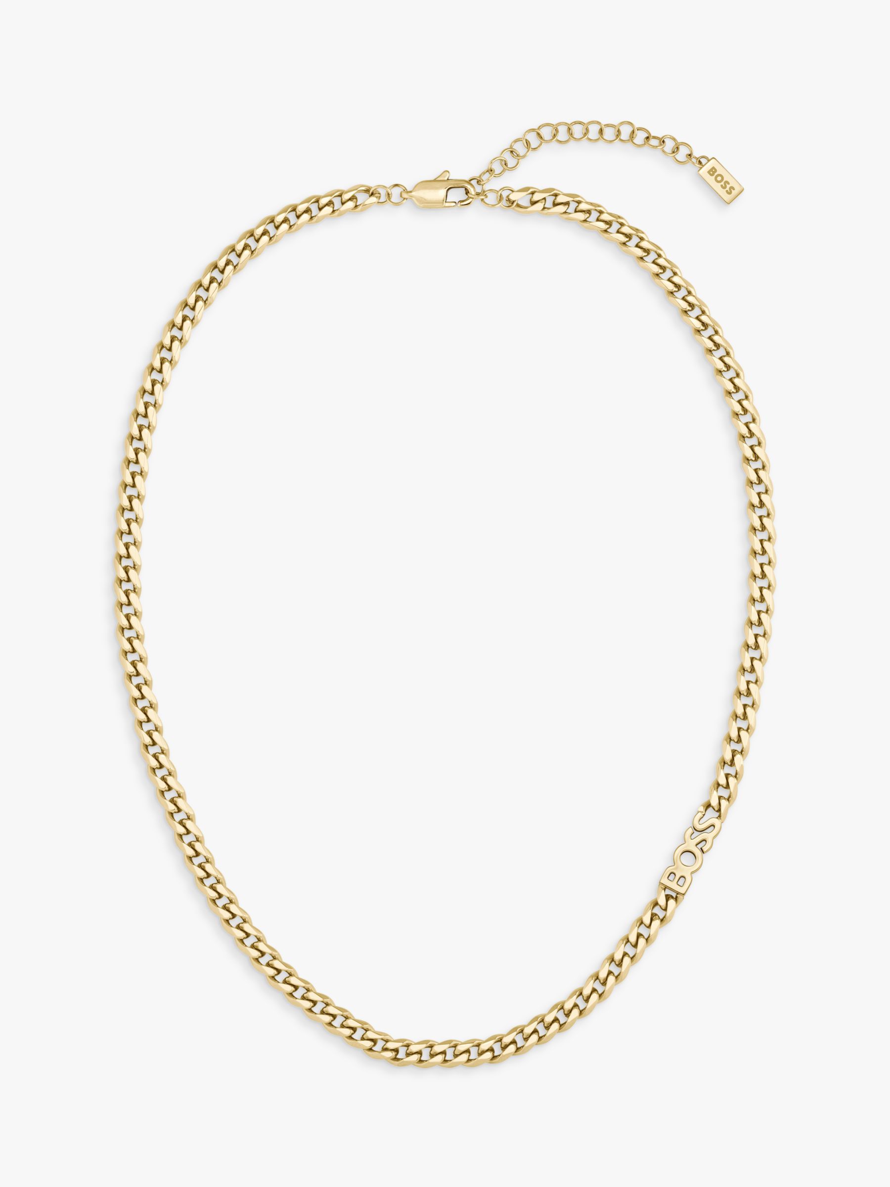 HUGO BOSS Kassy Curb Chain Necklace, Gold at John Lewis & Partners
