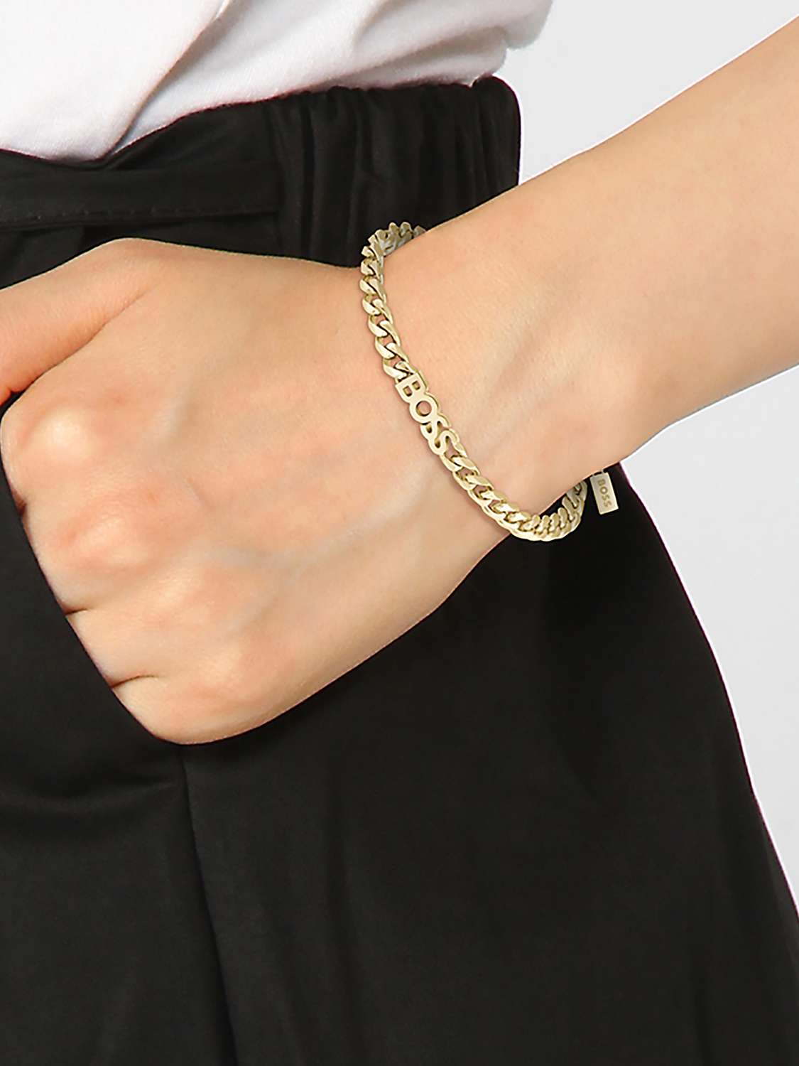 Buy HUGO BOSS Kassy Curb Chain Bracelet, Gold Online at johnlewis.com