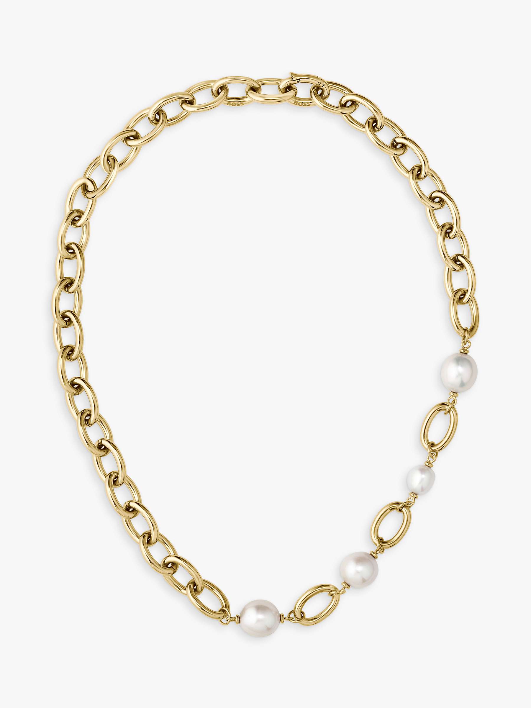 Buy HUGO BOSS Leah Freshwater Pearl Belcher Chain Necklace, Gold Online at johnlewis.com