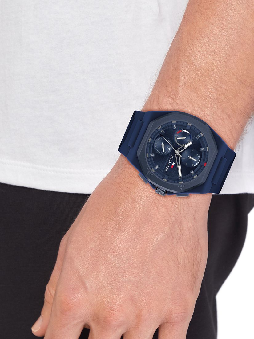 Buy Tommy Hilfiger Men's Octagon Dial Silicone Strap Watch Online at johnlewis.com