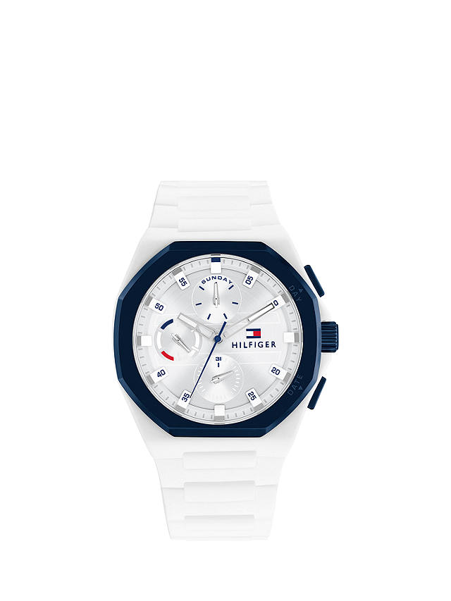 Tommy Hilfiger Men's Octagon Dial Silicone Strap Watch, White