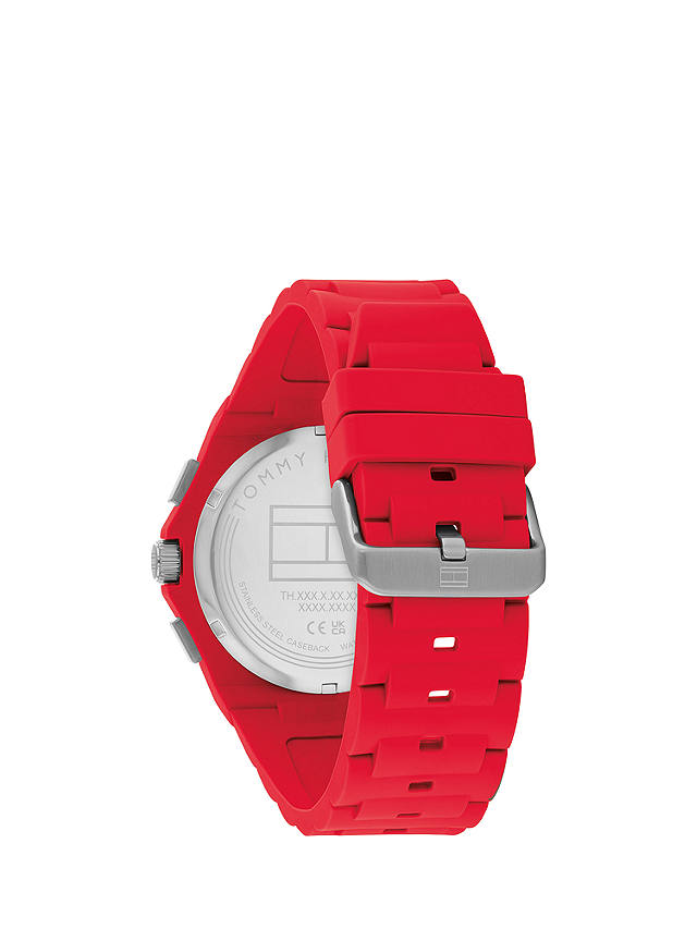 Tommy Hilfiger Men's Octagon Dial Silicone Strap Watch, Red