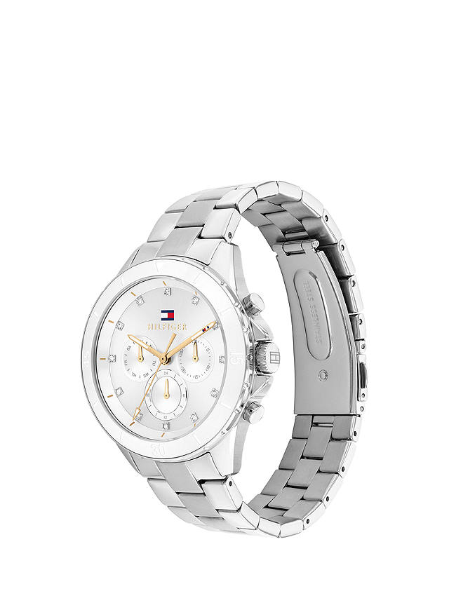Tommy Hilfiger Women's Sports Luxe Bracelet Strap Watch, Silver/White