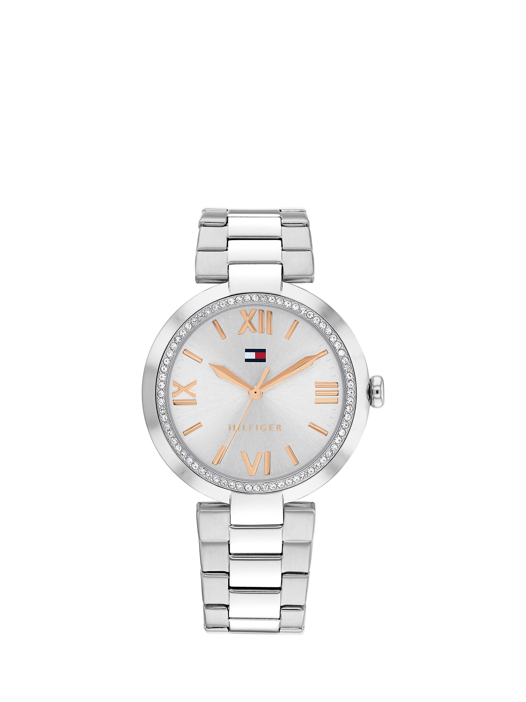 Buy Tommy Hilfiger 1782681 Women's Crystal Bezel Bracelet Strap Watch, Silver Online at johnlewis.com