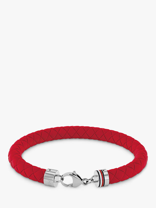 Tommy Hilfiger Men's Braided Silicone Bracelet, Red
