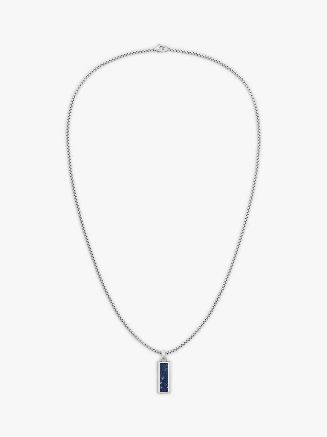 Tommy Hilfiger Men's Sodalite Pendant Necklace, Silver