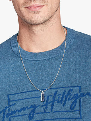 Tommy Hilfiger Men's Sodalite Pendant Necklace, Silver