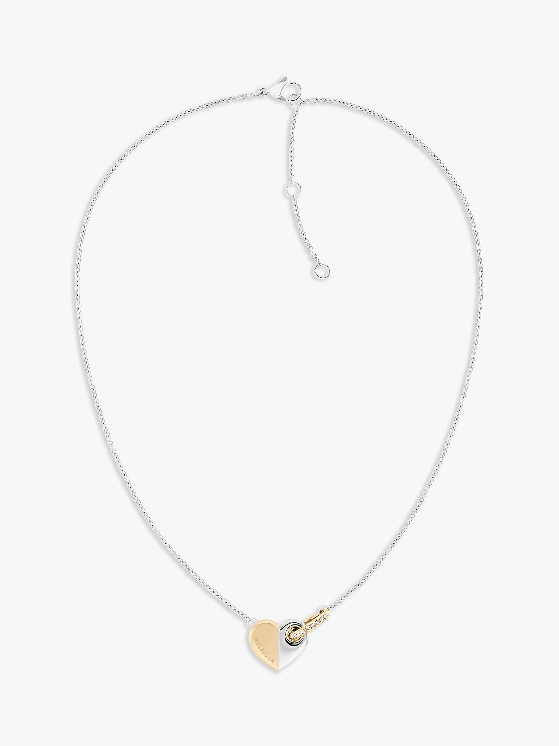 Buy Tommy Hilfiger Heart Pendant Crystal Detail Necklace, Silver Online at johnlewis.com