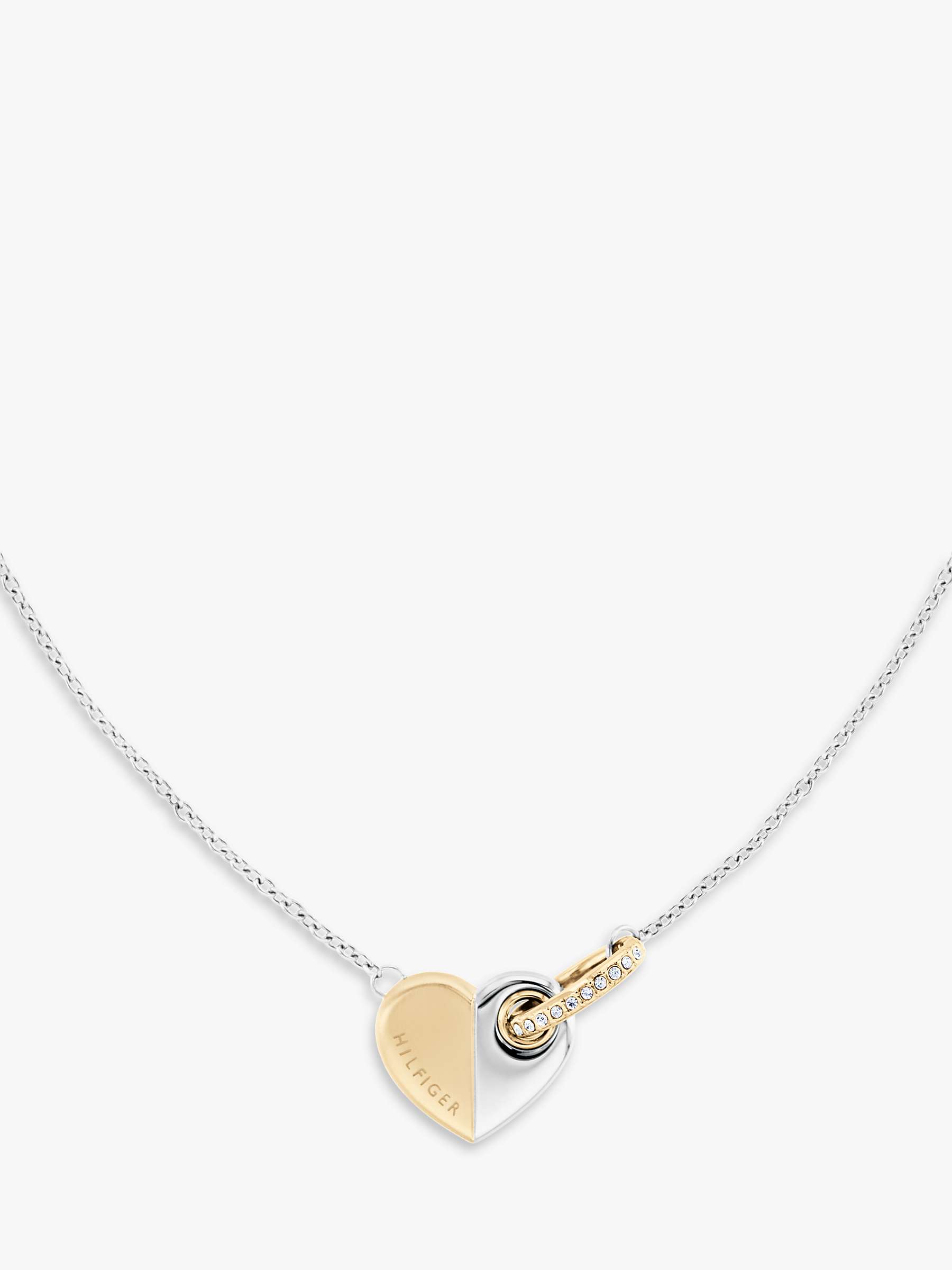Buy Tommy Hilfiger Heart Pendant Crystal Detail Necklace, Silver Online at johnlewis.com