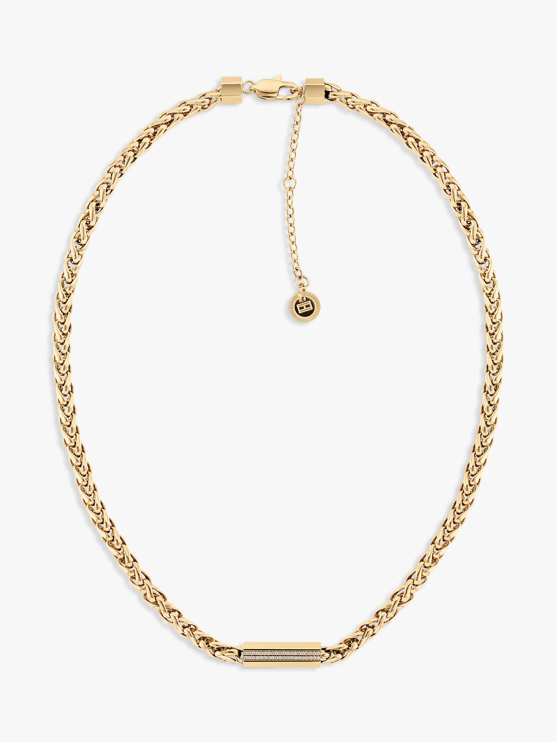 Buy Tommy Hilfiger Crystal Pendant Snake Chain Necklace, Gold Online at johnlewis.com