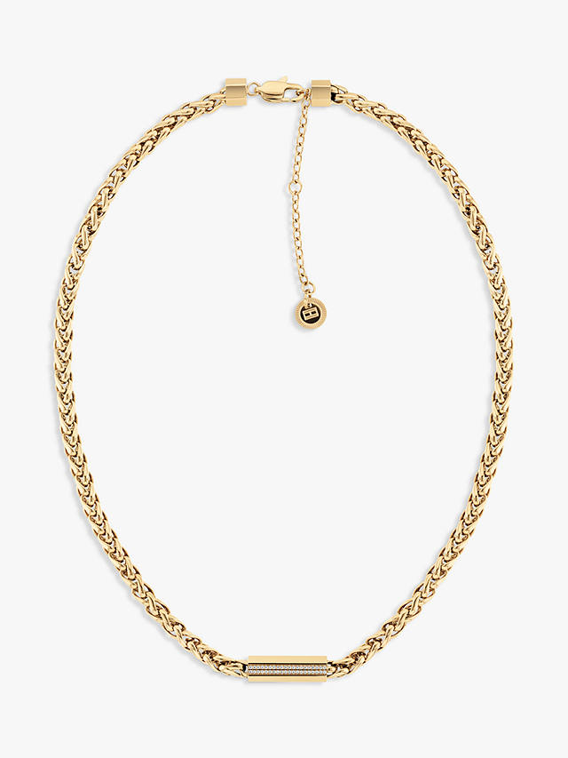 Tommy Hilfiger Crystal Pendant Snake Chain Necklace, Gold