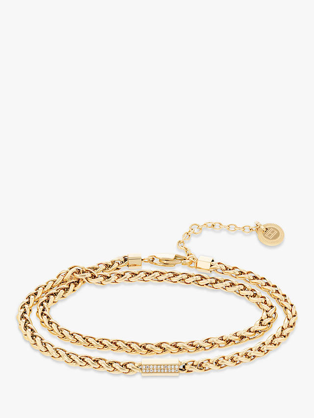 Tommy Hilfiger Crystal Detail Snake Chain Bracelet, Gold
