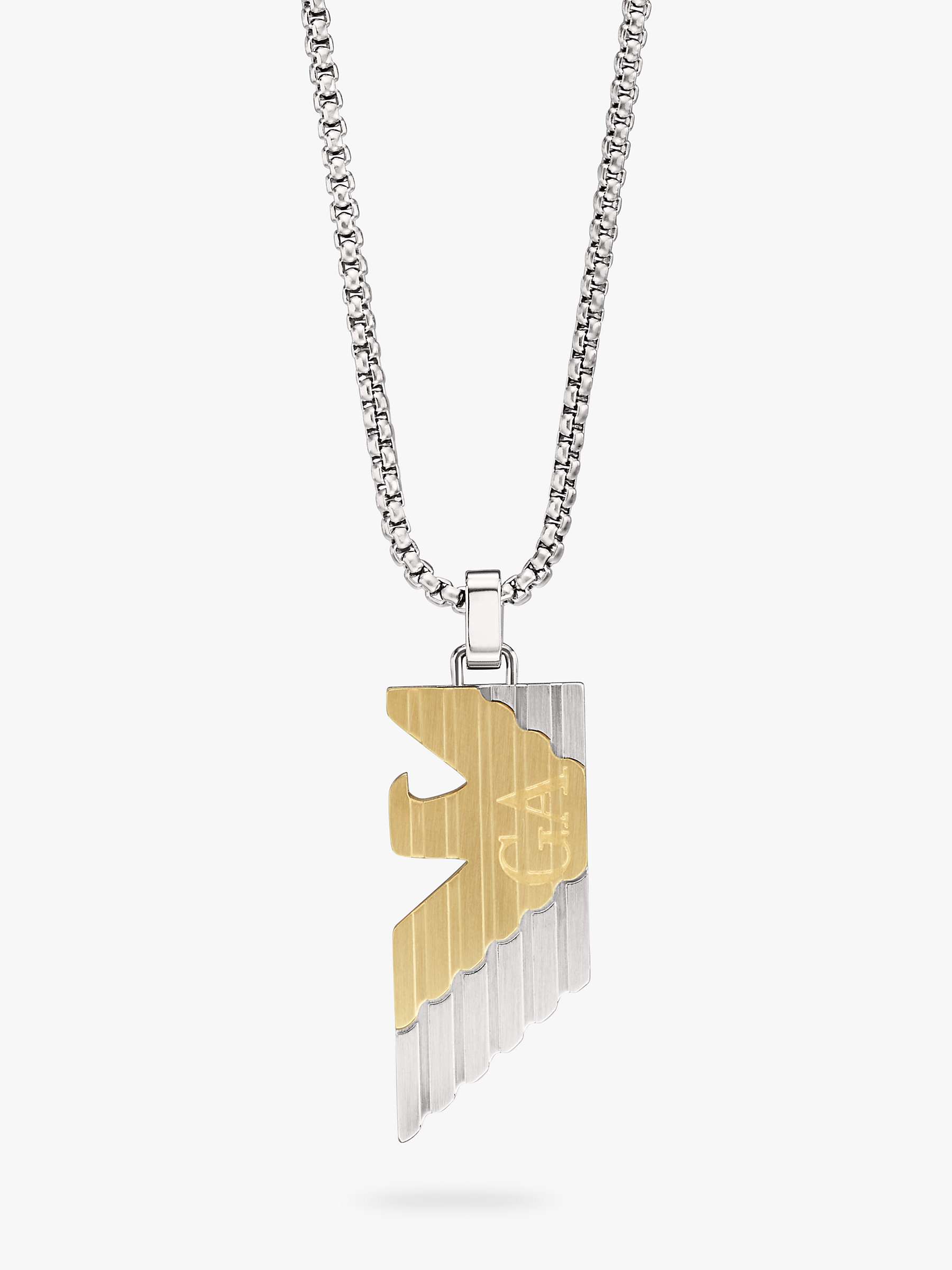 Buy Emporio Armani Men's Eagle Logo Pendant Necklace, Silver/Gold Online at johnlewis.com