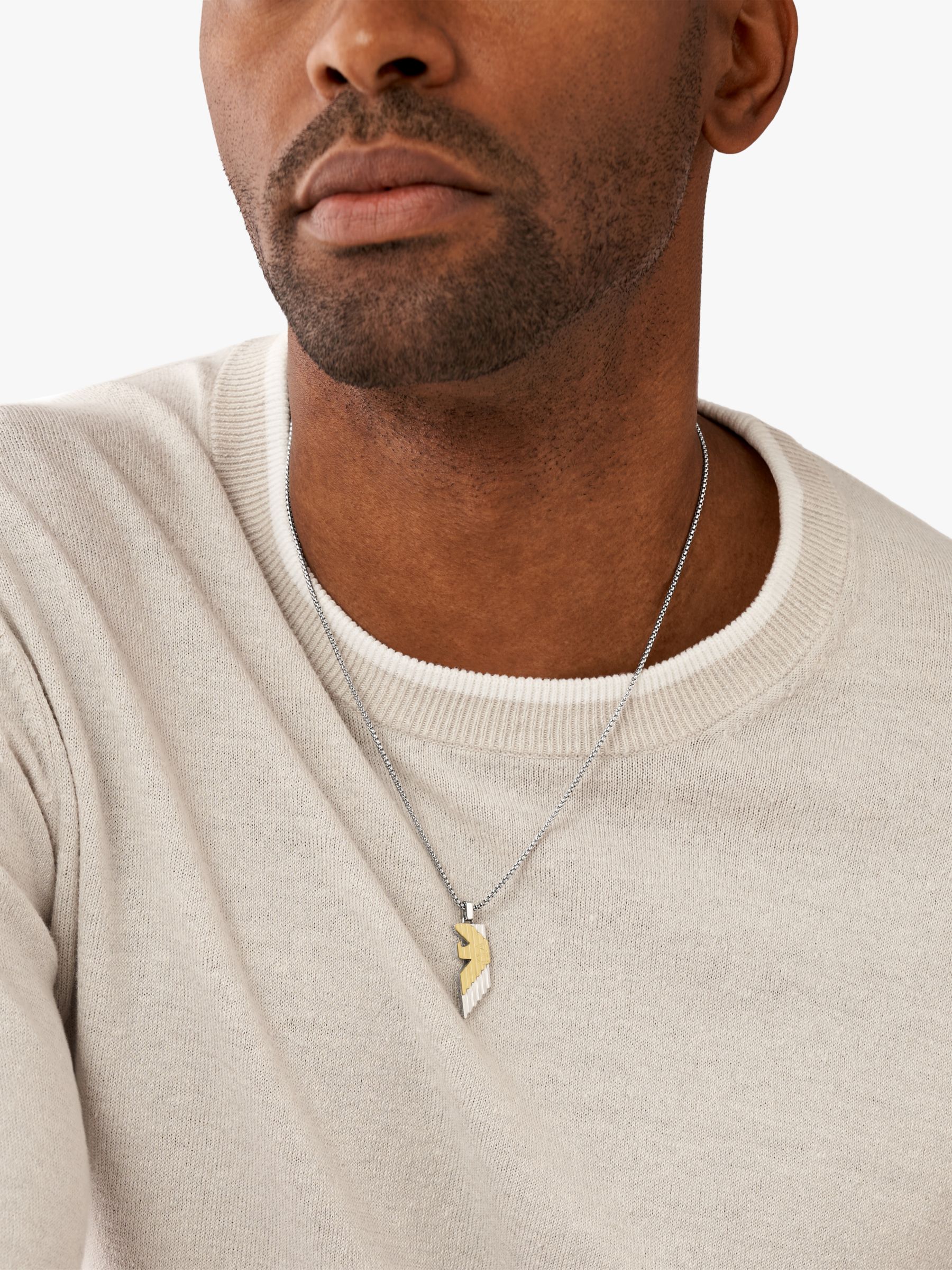 Emporio Armani Men's Eagle Logo Pendant Necklace, Silver/Gold
