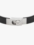Emporio Armani Men's Leather Strap Bracelet, Black/Silver
