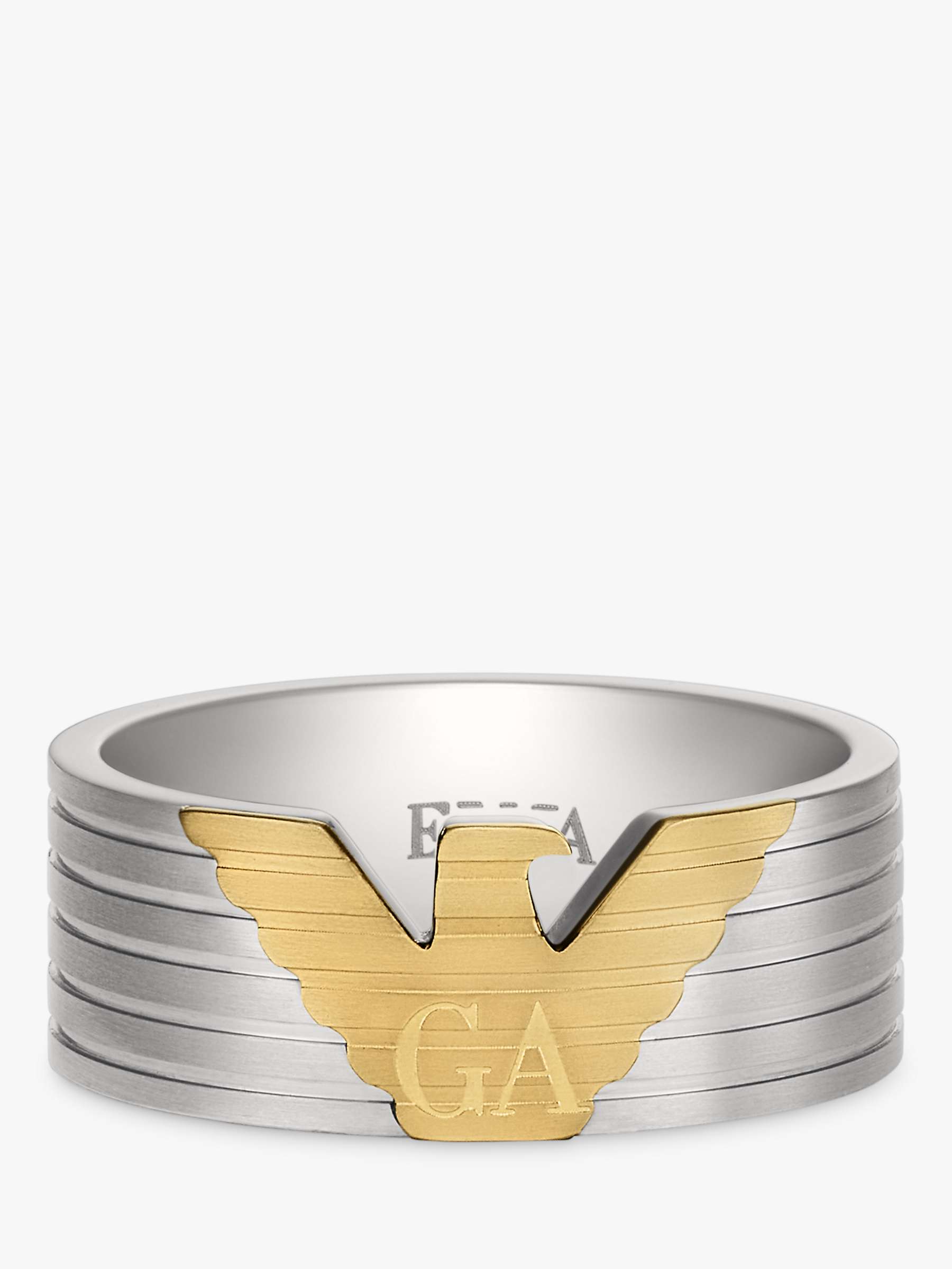 Buy Emporio Armani Men's Eagle Logo Ring, Silver/Gold Online at johnlewis.com
