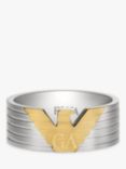 Emporio Armani Men's Eagle Logo Ring, Silver/Gold