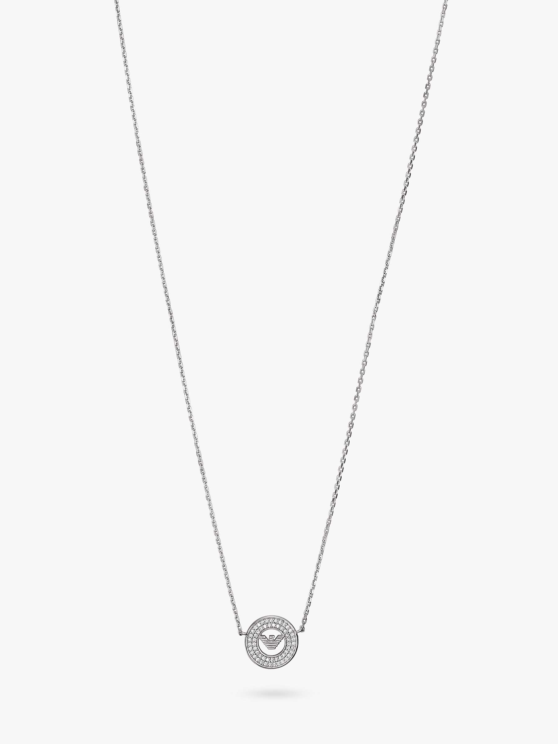 Buy Emporio Armani Logo Necklace, Silver Online at johnlewis.com