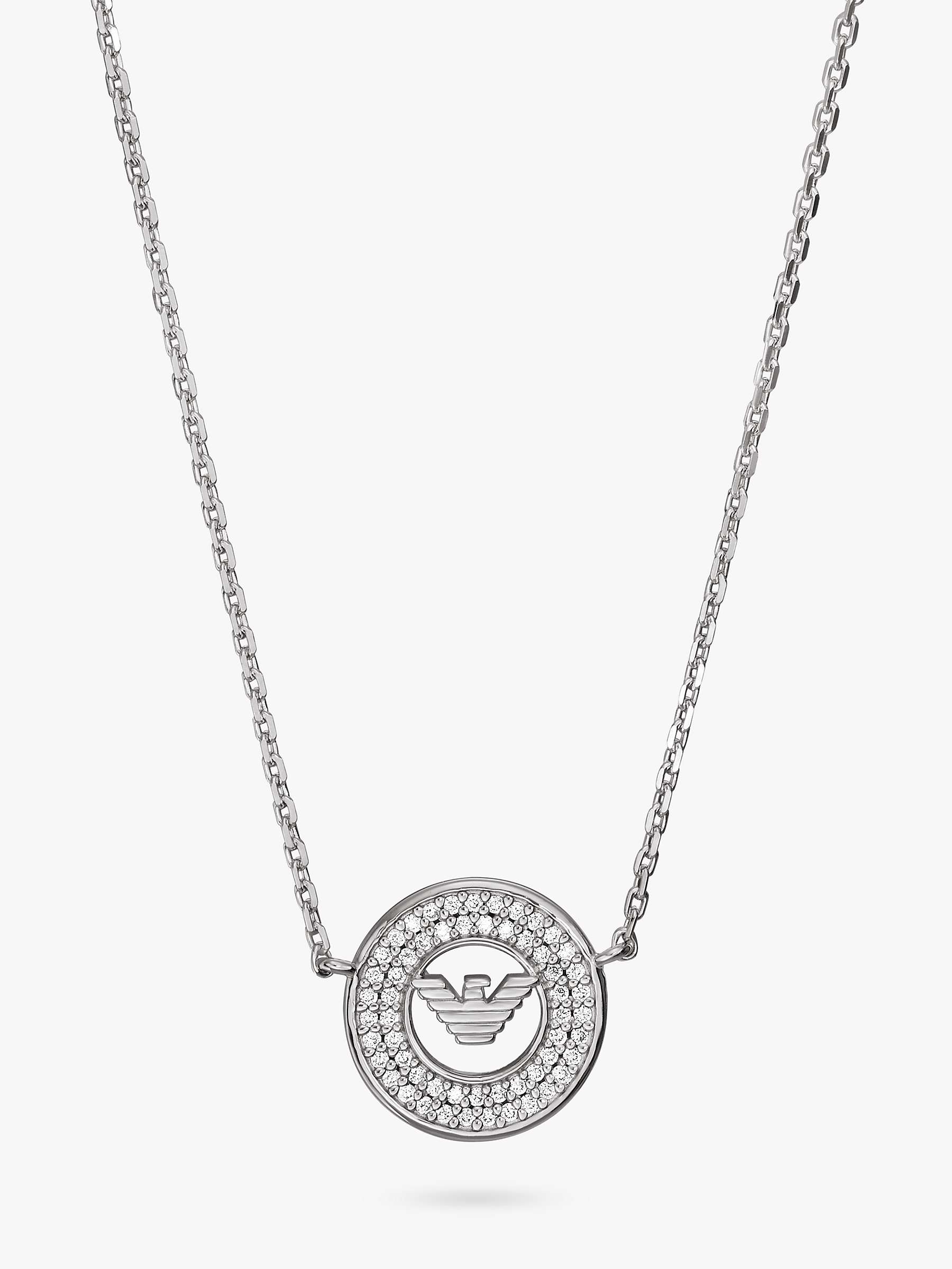Buy Emporio Armani Logo Necklace, Silver Online at johnlewis.com