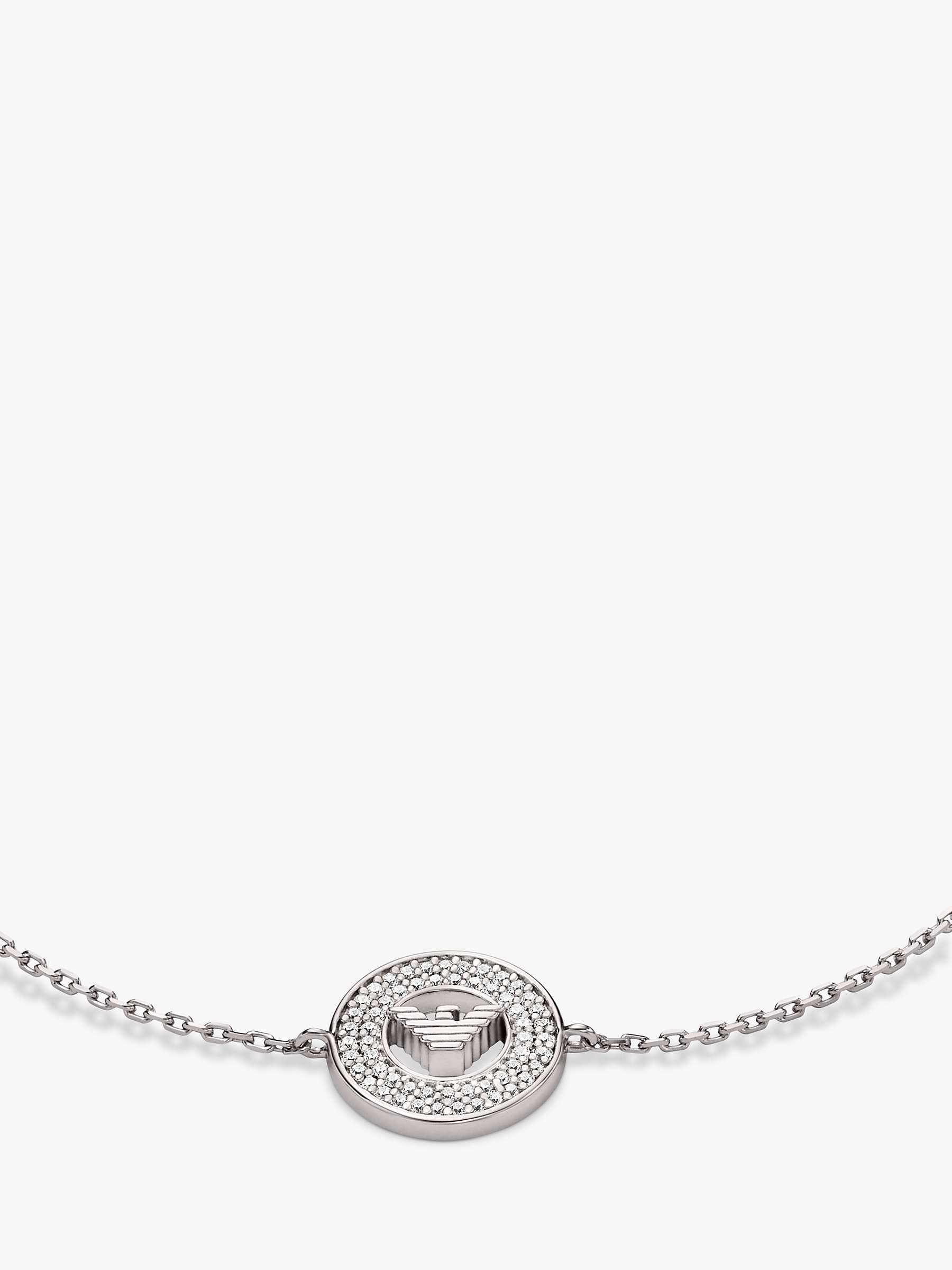 Buy Emporio Armani Logo Cubic Zirconia Charm Bracelet, Silver Online at johnlewis.com