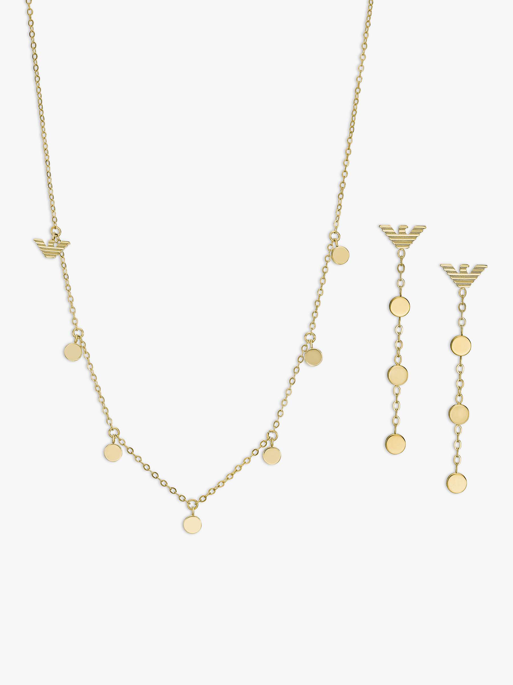 Buy Emporio Armani Eagle Logo Necklace and Drop Earring Jewellery Set, Gold Online at johnlewis.com