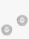 Emporio Armani Eagle Logo Cubic Zirconia Stud Earrings, Silver