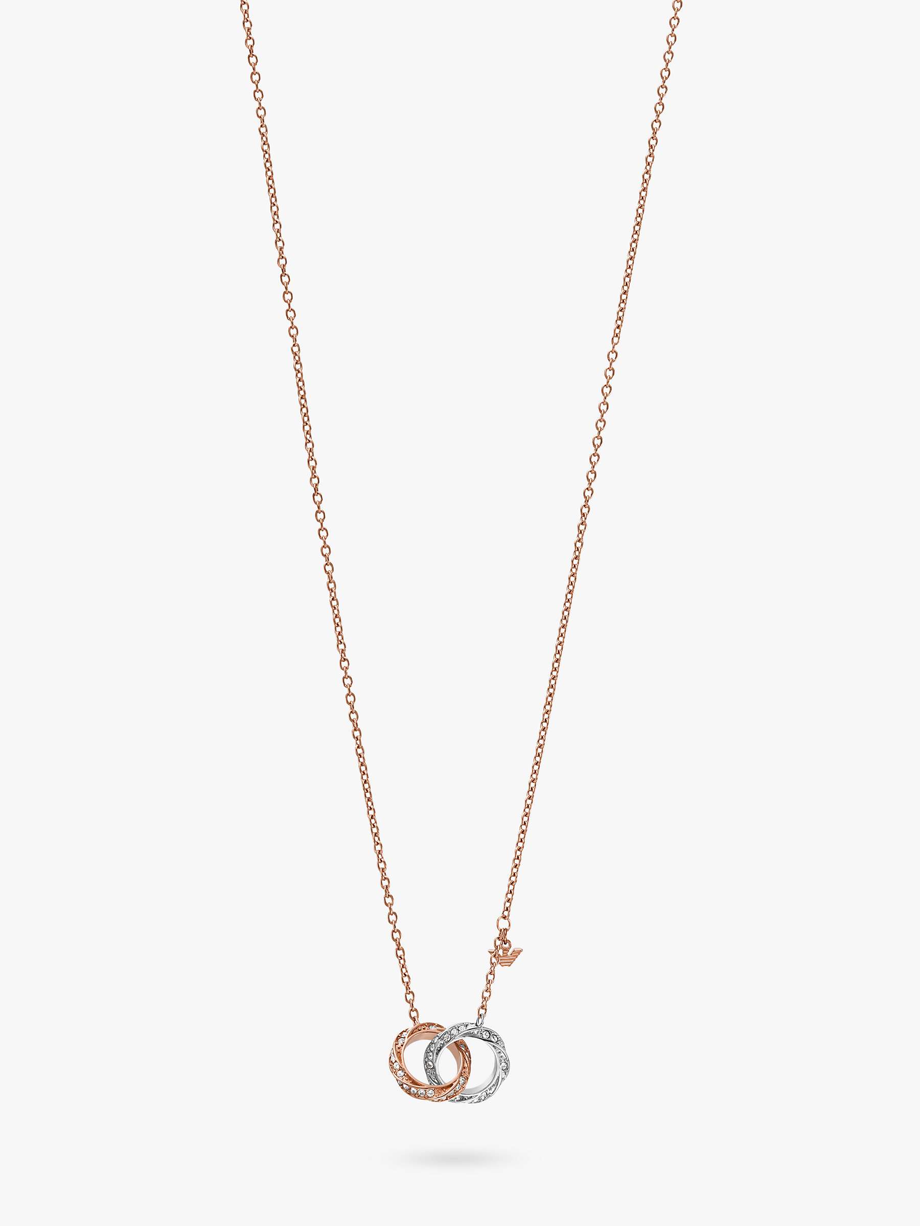 Buy Emporio Armani Crystal Circle Link Pendant Necklace, Rose Gold/Silver Online at johnlewis.com