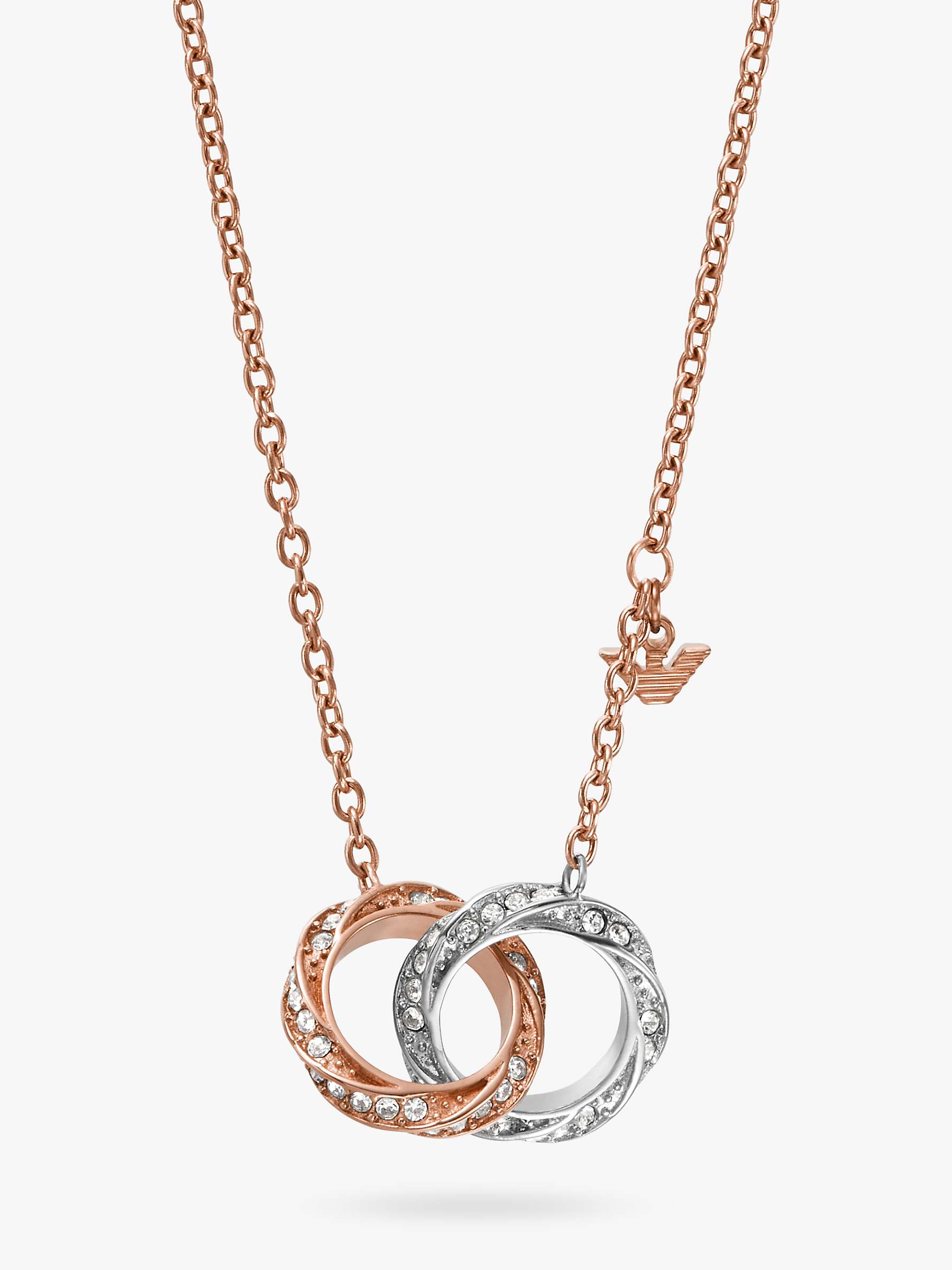 Buy Emporio Armani Crystal Circle Link Pendant Necklace, Rose Gold/Silver Online at johnlewis.com