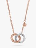 Emporio Armani Crystal Circle Link Pendant Necklace, Rose Gold/Silver