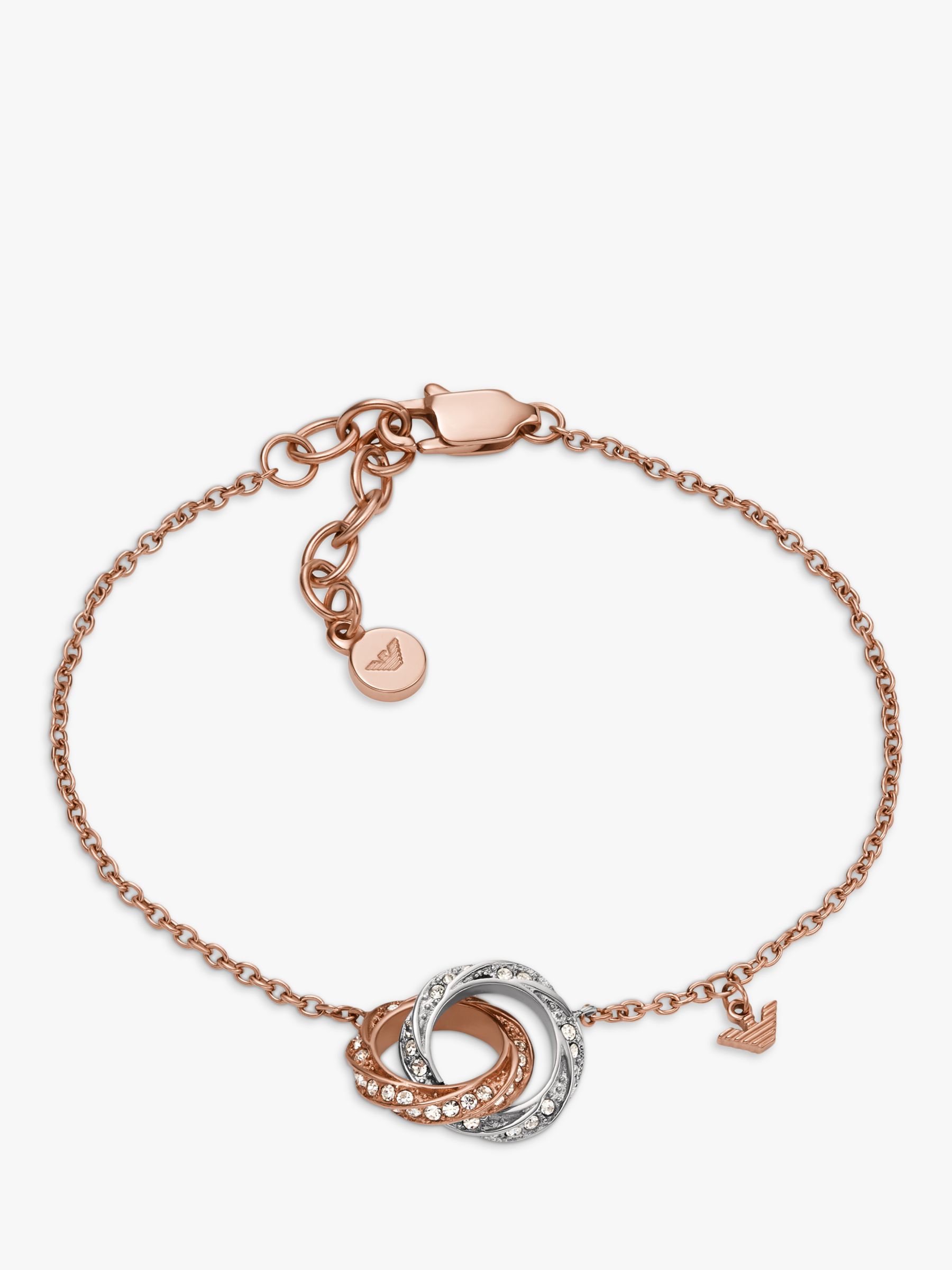 Emporio Armani Circle Link Crystal Bracelet, Gold/Silver