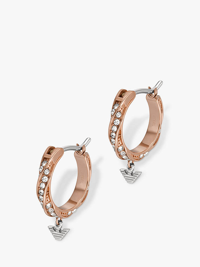Emporio Armani Crystal Hoop Earrings, Rose Gold/Silver