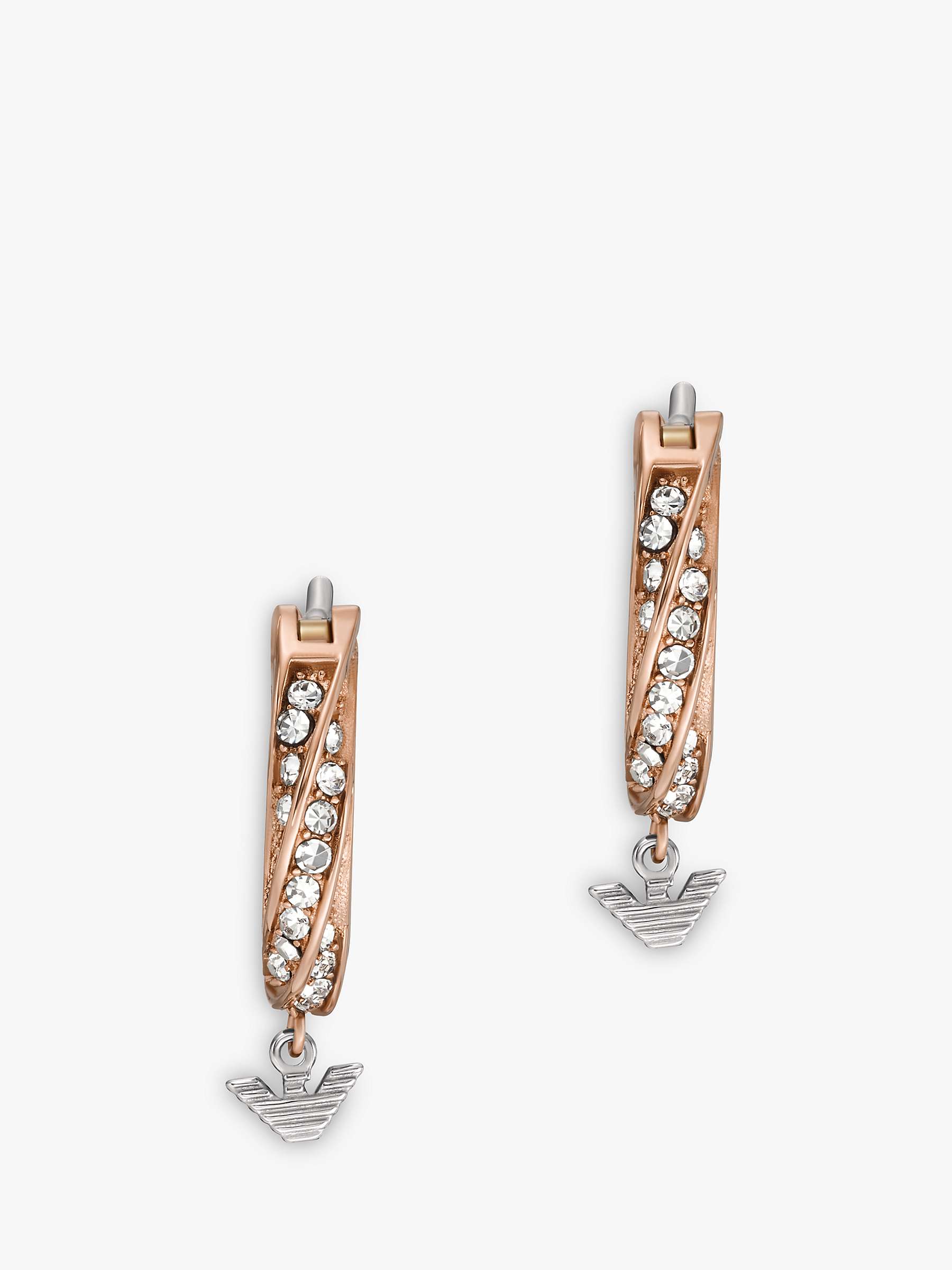 Buy Emporio Armani Crystal Hoop Earrings, Rose Gold/Silver Online at johnlewis.com