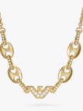 Emporio Armani Logo Cubic Zirconia Pendant Necklace, Gold