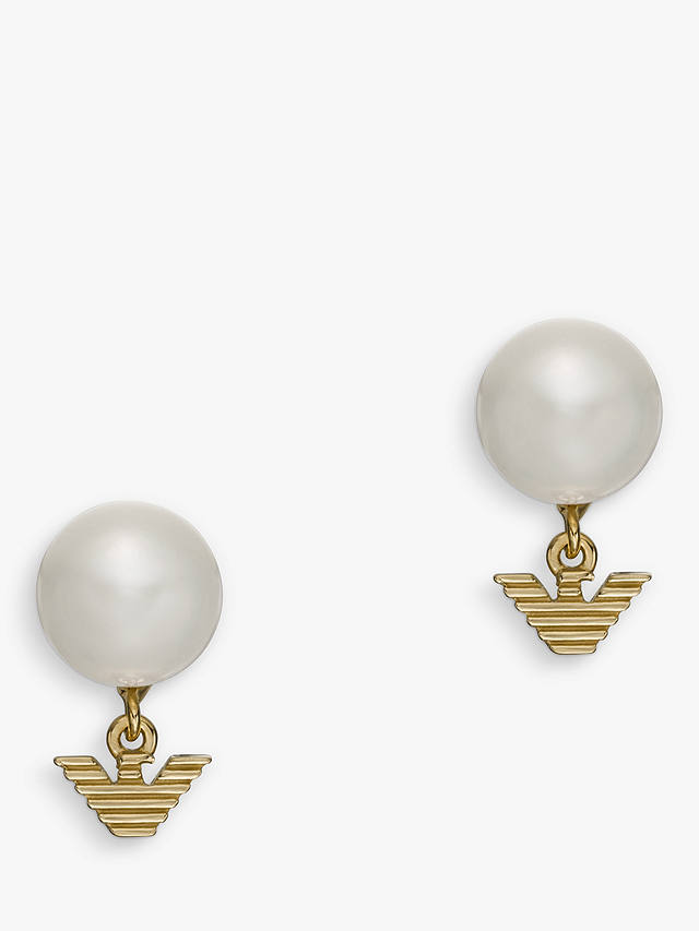 Emporio Armani Pearl Stud Earrings, Gold