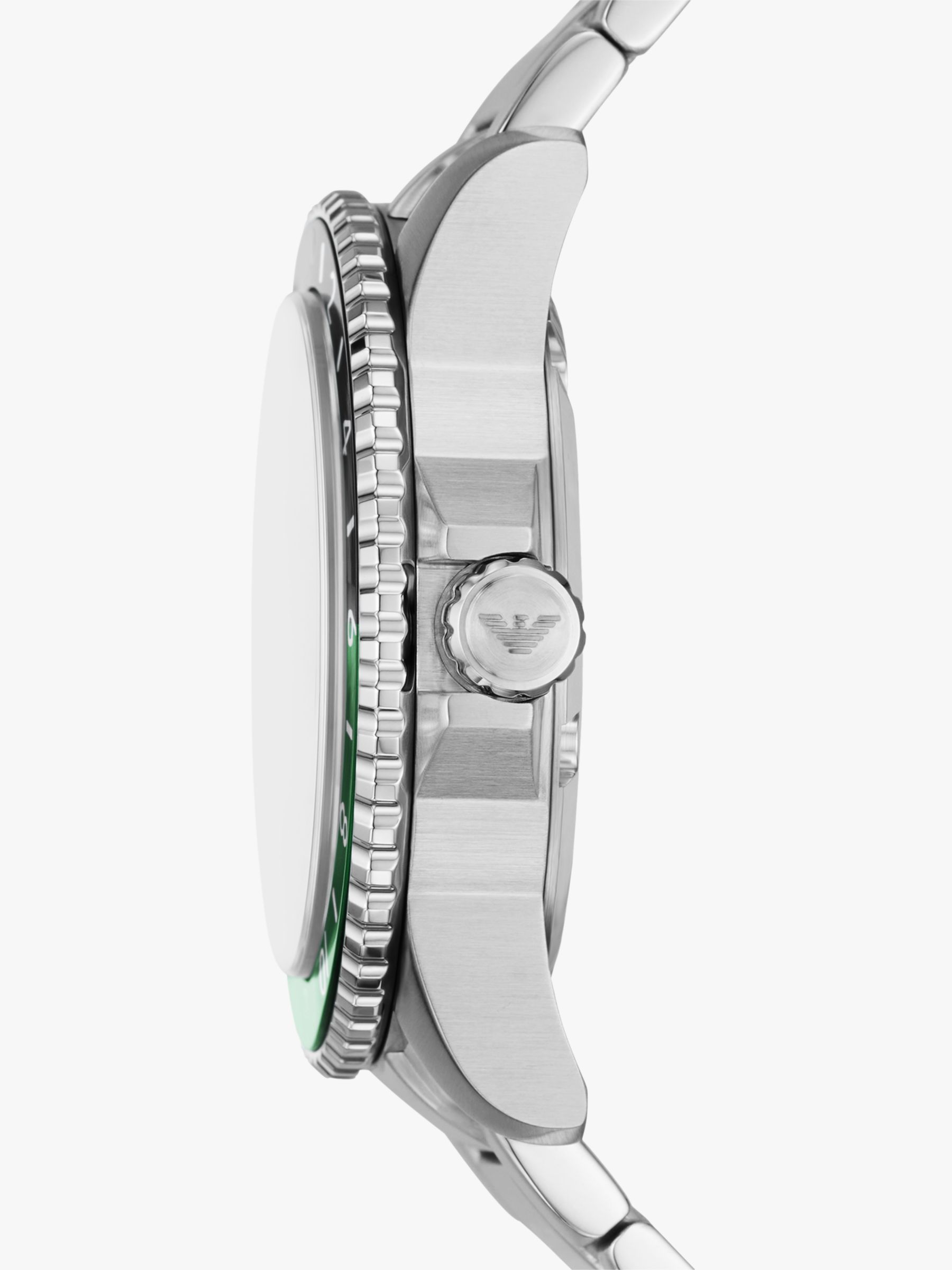 Emporio Armani Men's Enamel Dial Bracelet Strap Watch, Silver/Black AR11589