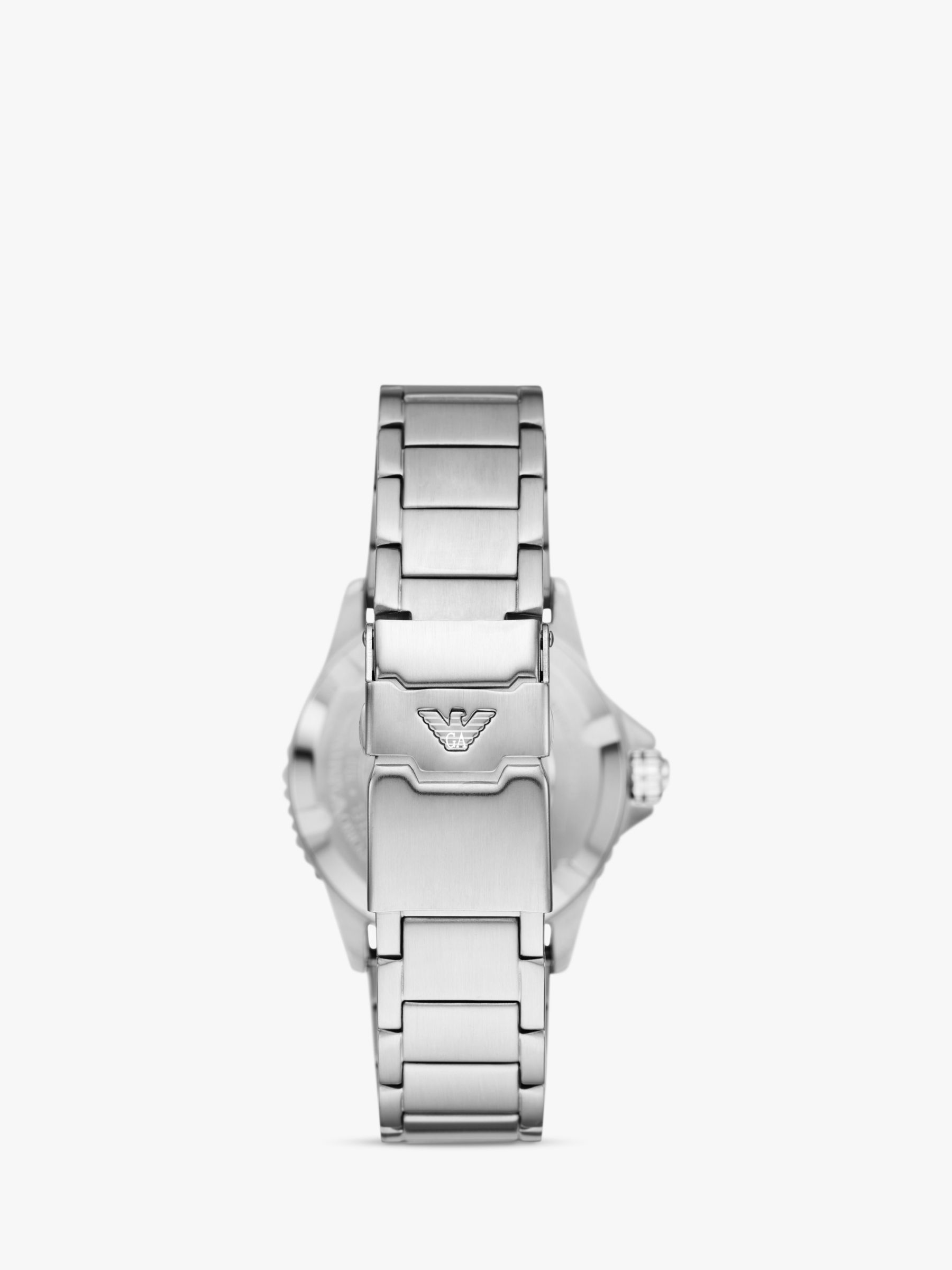 Emporio Armani Men's Enamel Dial Bracelet Strap Watch, Silver/Black AR11589