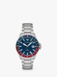 Emporio Armani Men's Enamel Dial Bracelet Strap Watch, Silver/Blue AR11590