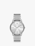 Emporio Armani Men's Sunray Dial Bracelet Strap Watch, Silver/Black AR11600