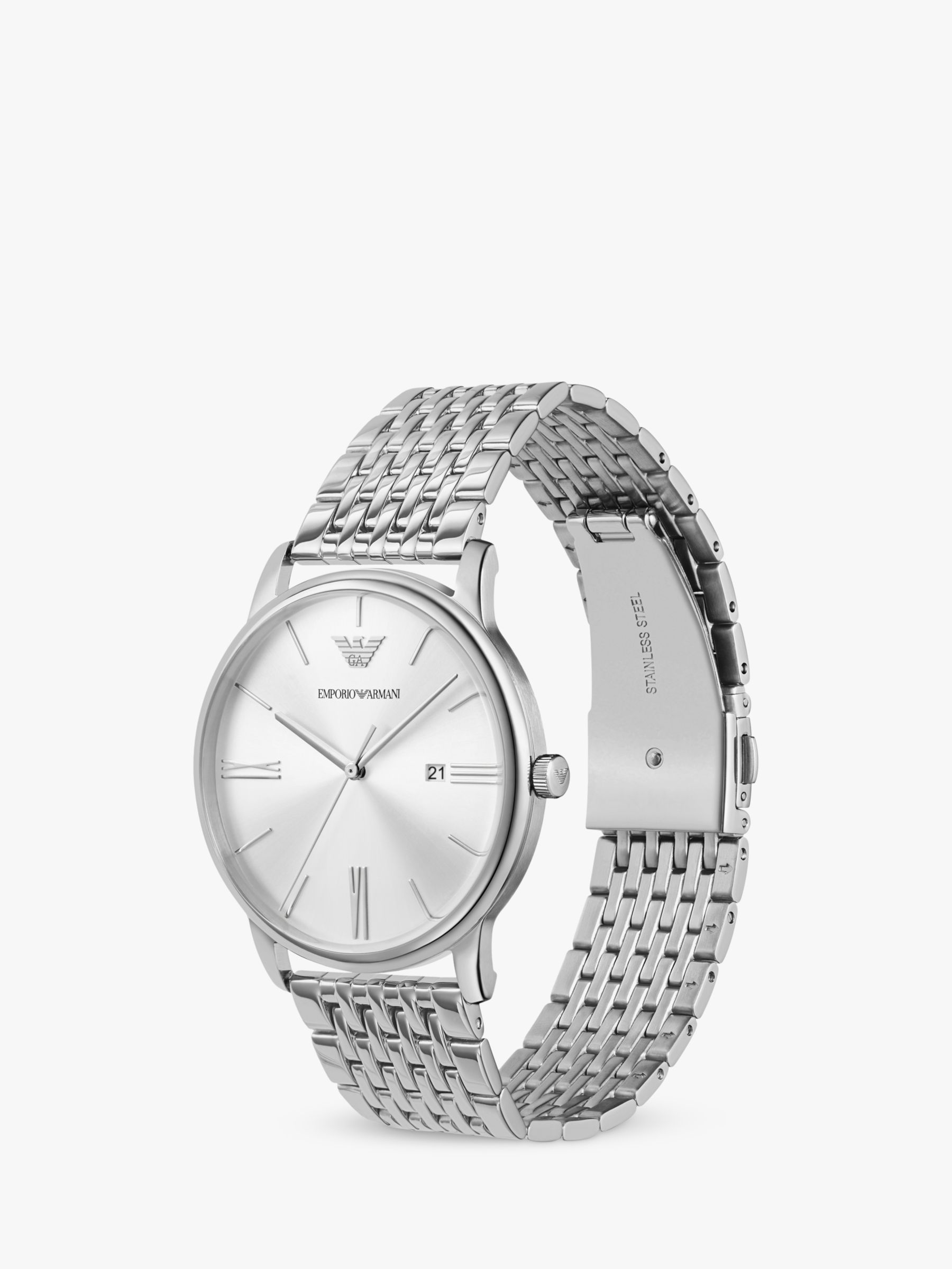 Emporio Armani Men's Sunray Dial Bracelet Strap Watch, Silver AR11599