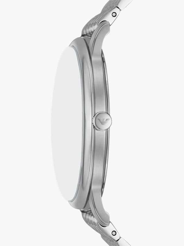 Emporio Armani Men's Sunray Dial Bracelet Strap Watch, Silver/Black AR11600