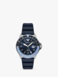 Emporio Armani AR11592 Men's Enamel Dial Silicone Strap Watch, Silver/Blue