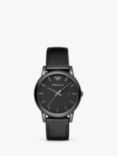 Emporio Armani AR1732 Men's Date Leather Strap Watch, Black